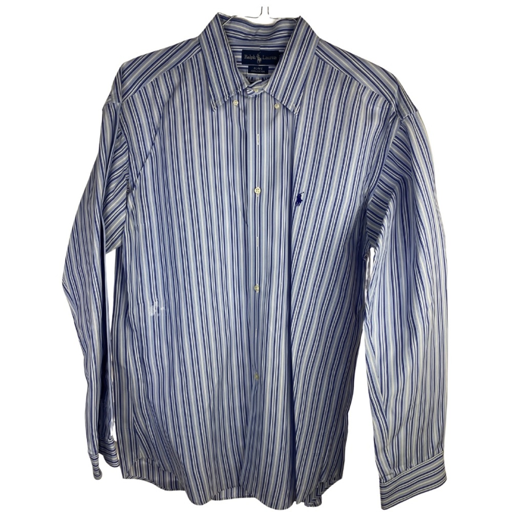 Ralph Lauren Men’s Long Sleeve Dress Shirt – XL – Blue & White